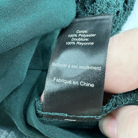 ASTR Green Lace Dress Women's M Hunter Green Adjustable Straps Back Zip V-neck - Picture 9 of 12